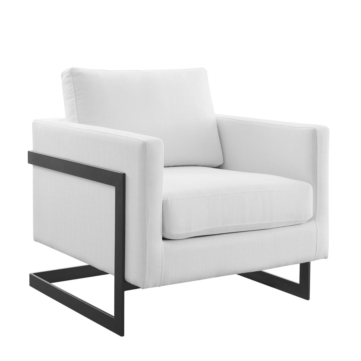 Posse Fabric Upholstered Accent Chair - Opulent Luxury & Glamorous Deco Style - Black Stainless Steel Base - Soft Polyester Fabr