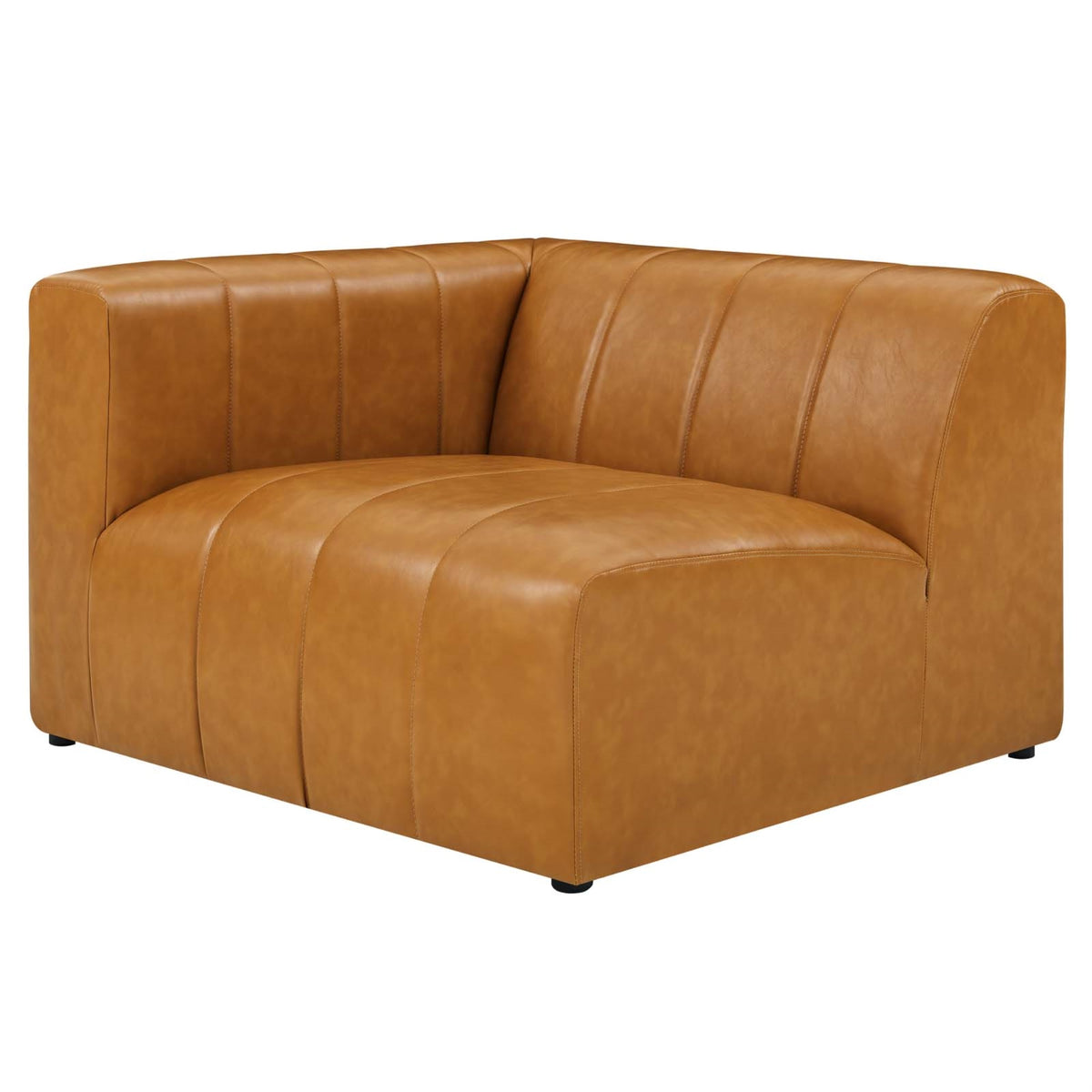 Bartlett Vegan Leather Left-Arm Chair - Retro Modern Style, Vegan Leather Upholstery, Solid Wood Frame, Foam Padding, Modular Co