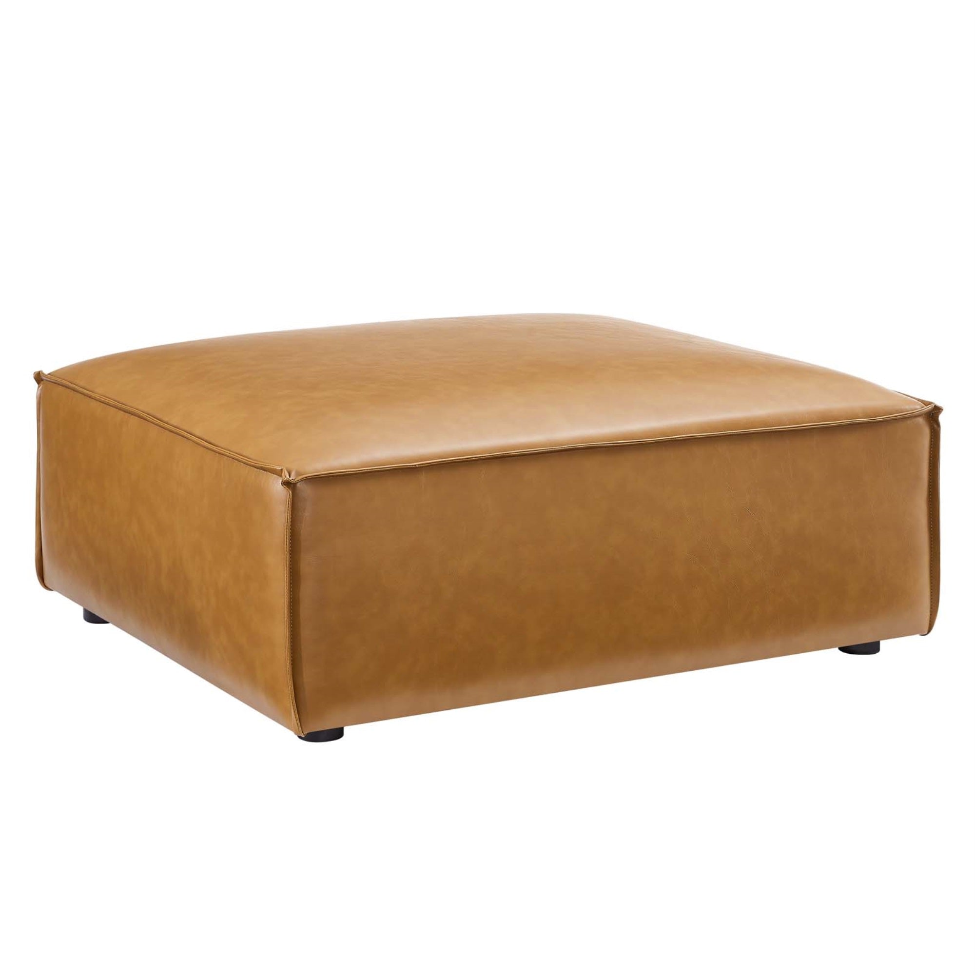 Restore Vegan Leather Sectional Sofa Ottoman - Sleek Design with French Piping - Luxurious Seating - Durable Construction - Non-