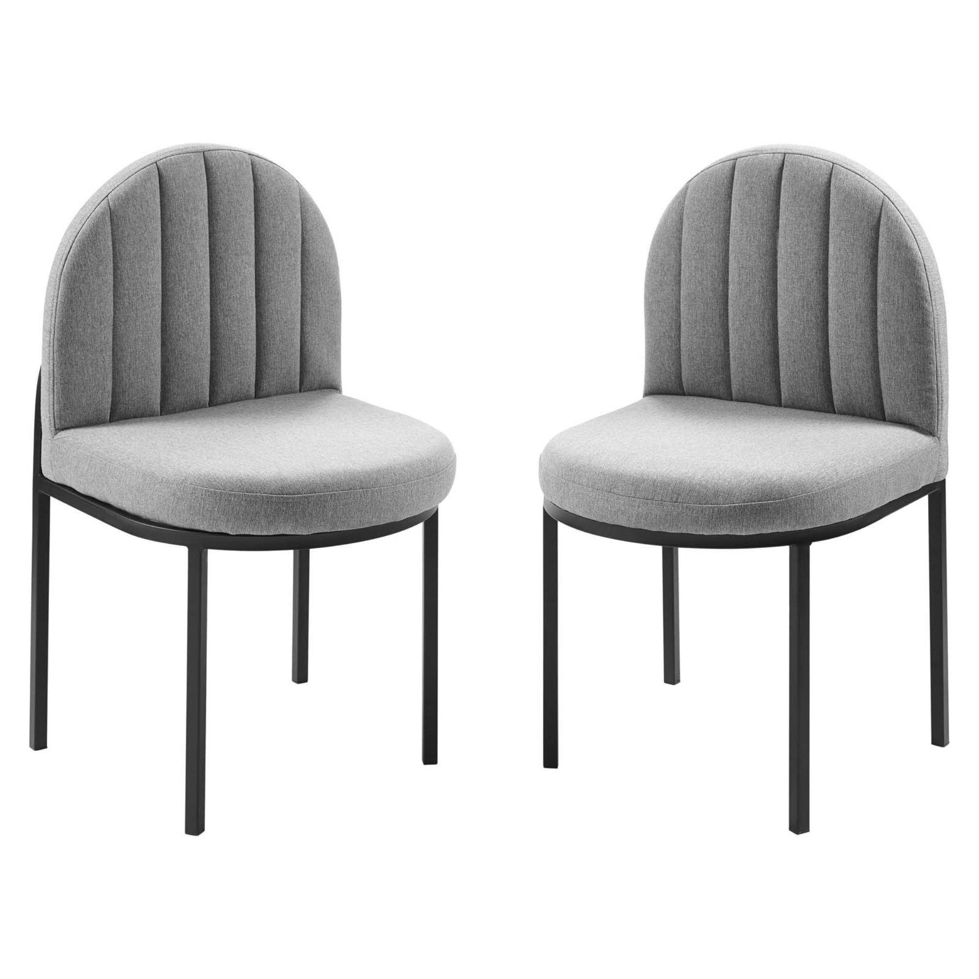 Isla Dining Side Chair Upholstered Fabric Set of 2 Black Light Gray