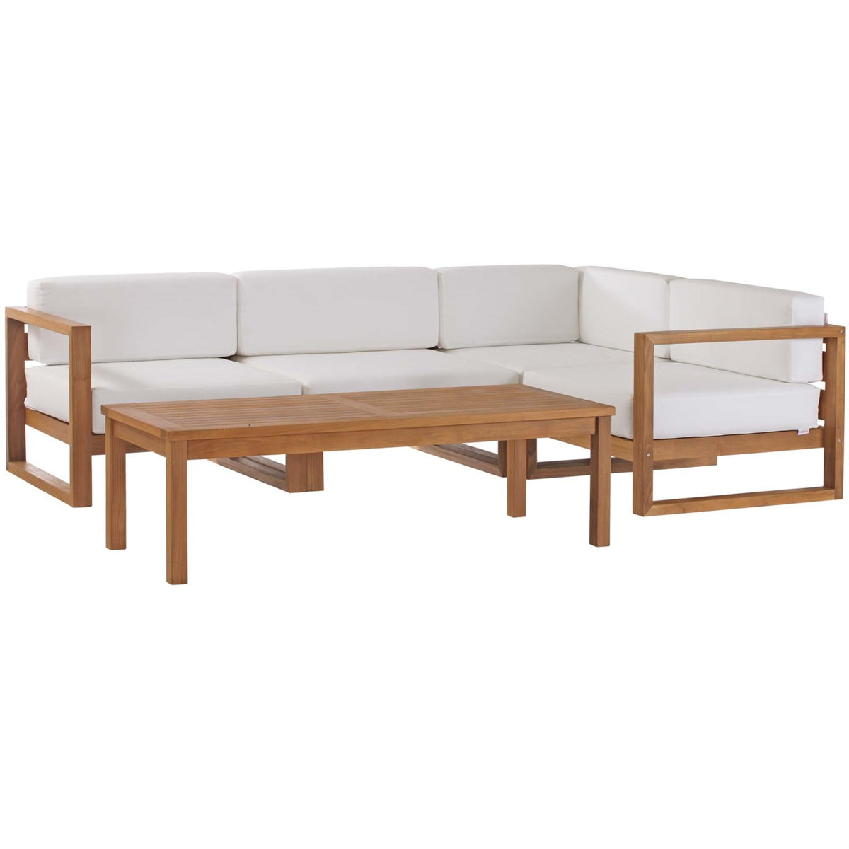 Upland Teak Wood Outdoor Patio Furniture Collection - 5-Piece Sectional Sofa Set for Versatile Outdoor Seating. Durable & Weathe
