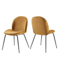 Scoop Black Powder Coated Steel Leg Performance Velvet Dining Chairs  Set of 2 Cognac