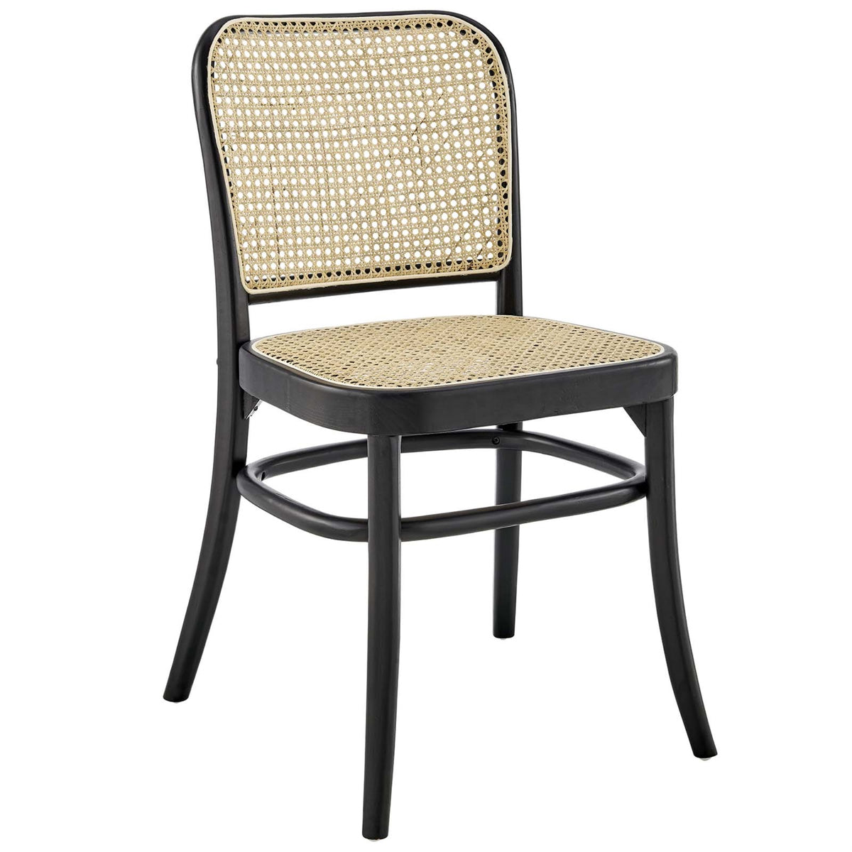 Ergode Dining Side Chair - Rustic Farmhouse Style with Woven Rattan Cane Backrest and Seat - Sturdy Elm Wood Frame - Vintage Mod