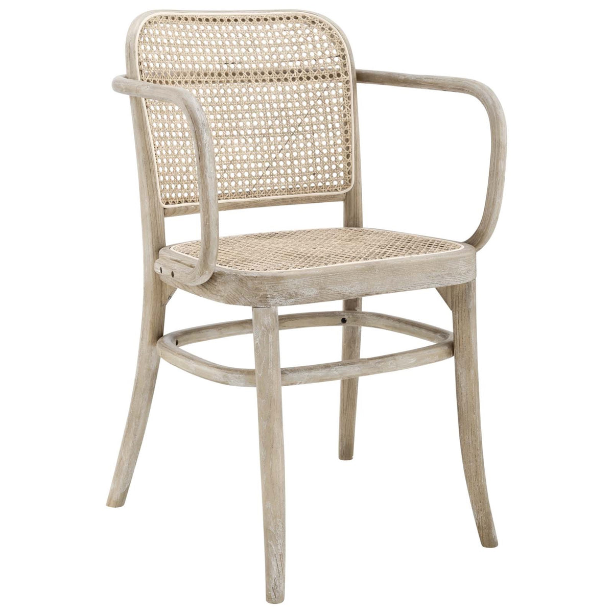 Coastal Rustic Winona Dining Chair: Vintage Modernity with Rattan Cane Seat