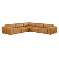 Restore 5Piece Vegan Leather Sectional Sofa Tan