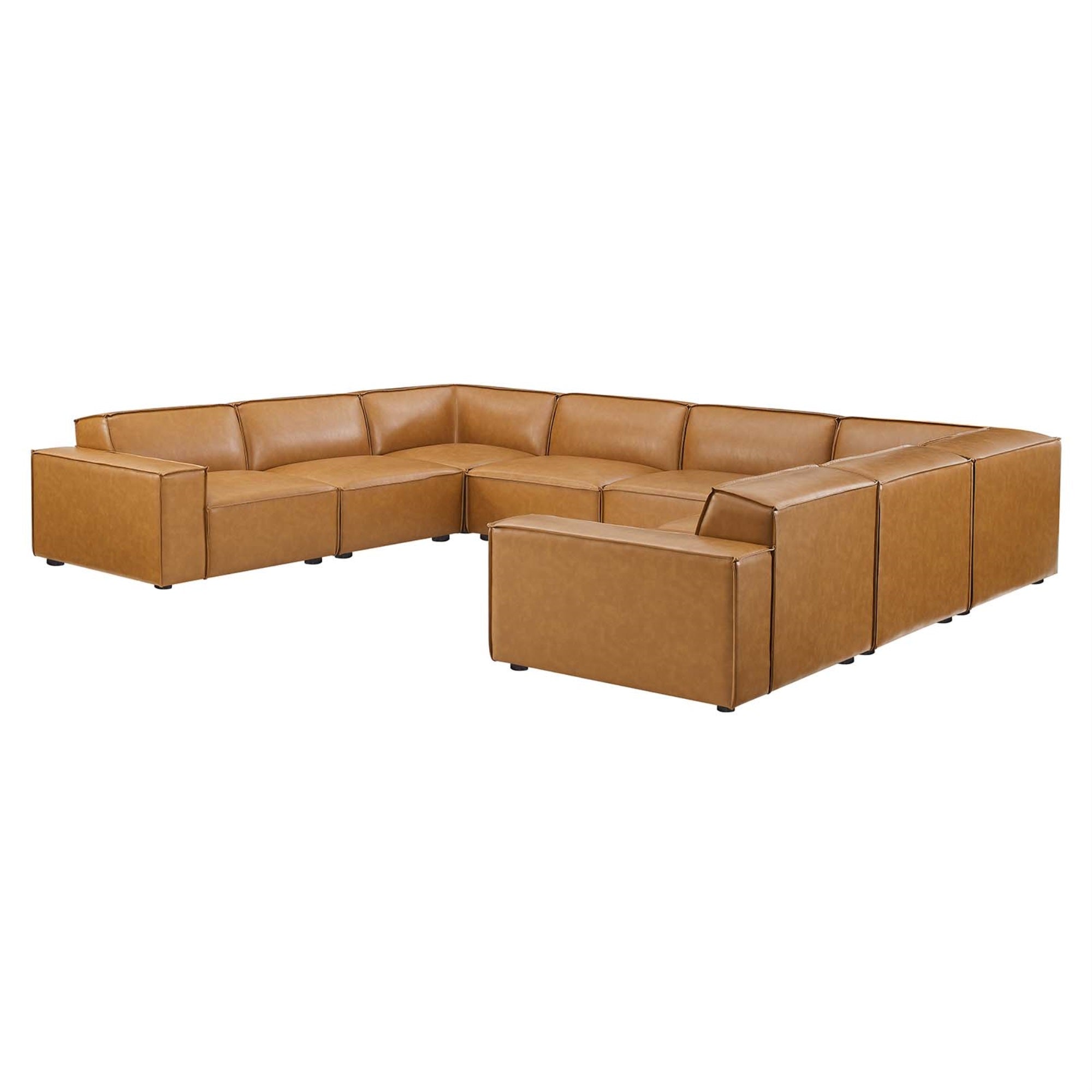 Restore 8Piece Vegan Leather Sectional Sofa Tan
