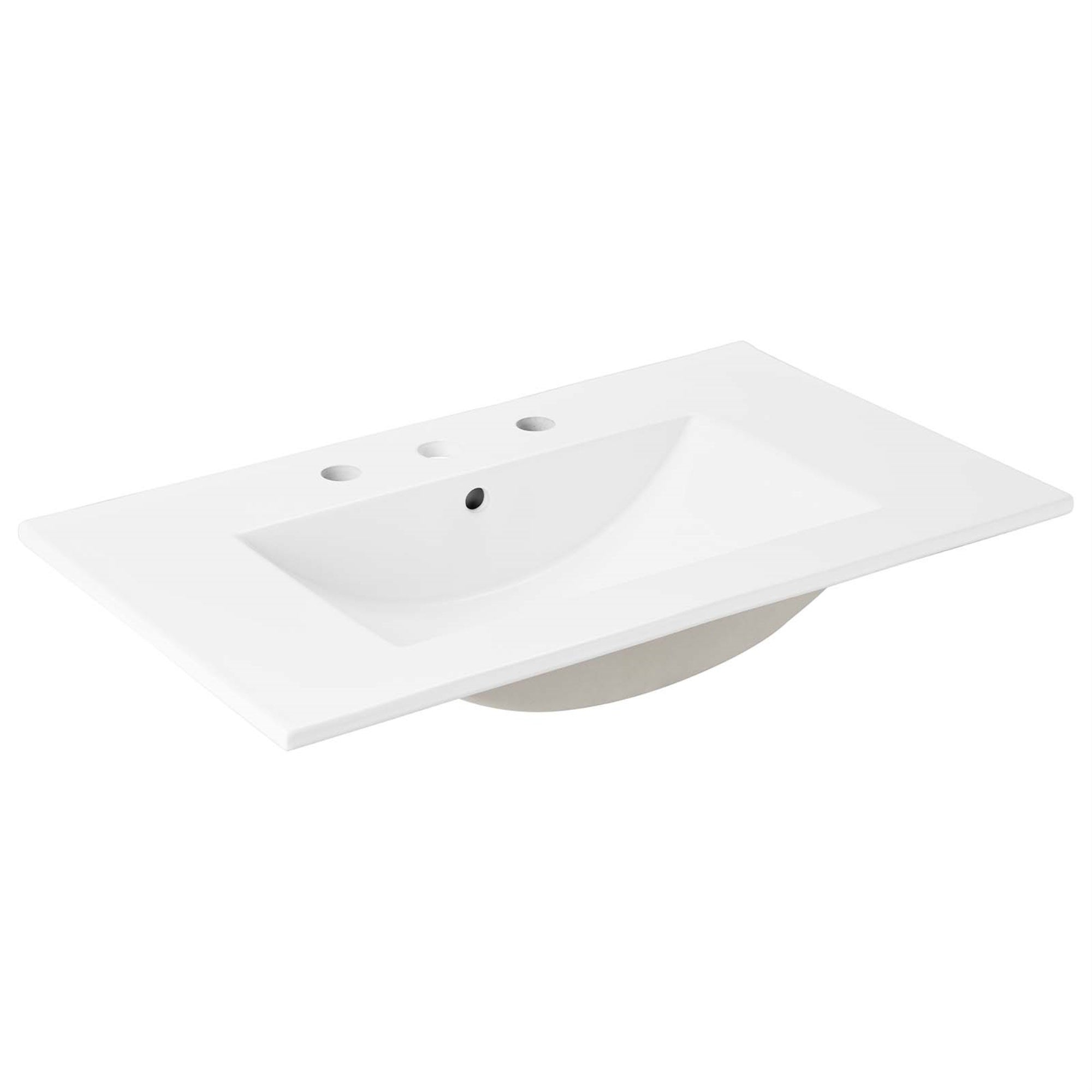 Ergode 30'' Sink - Sleek Ceramic with Integrated Countertop, Rectangular Basin Design. Elevate Your Bathroom Experience.