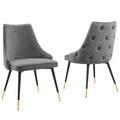 Adorn Dining Side Chair Performance Velvet Set of 2 Gray