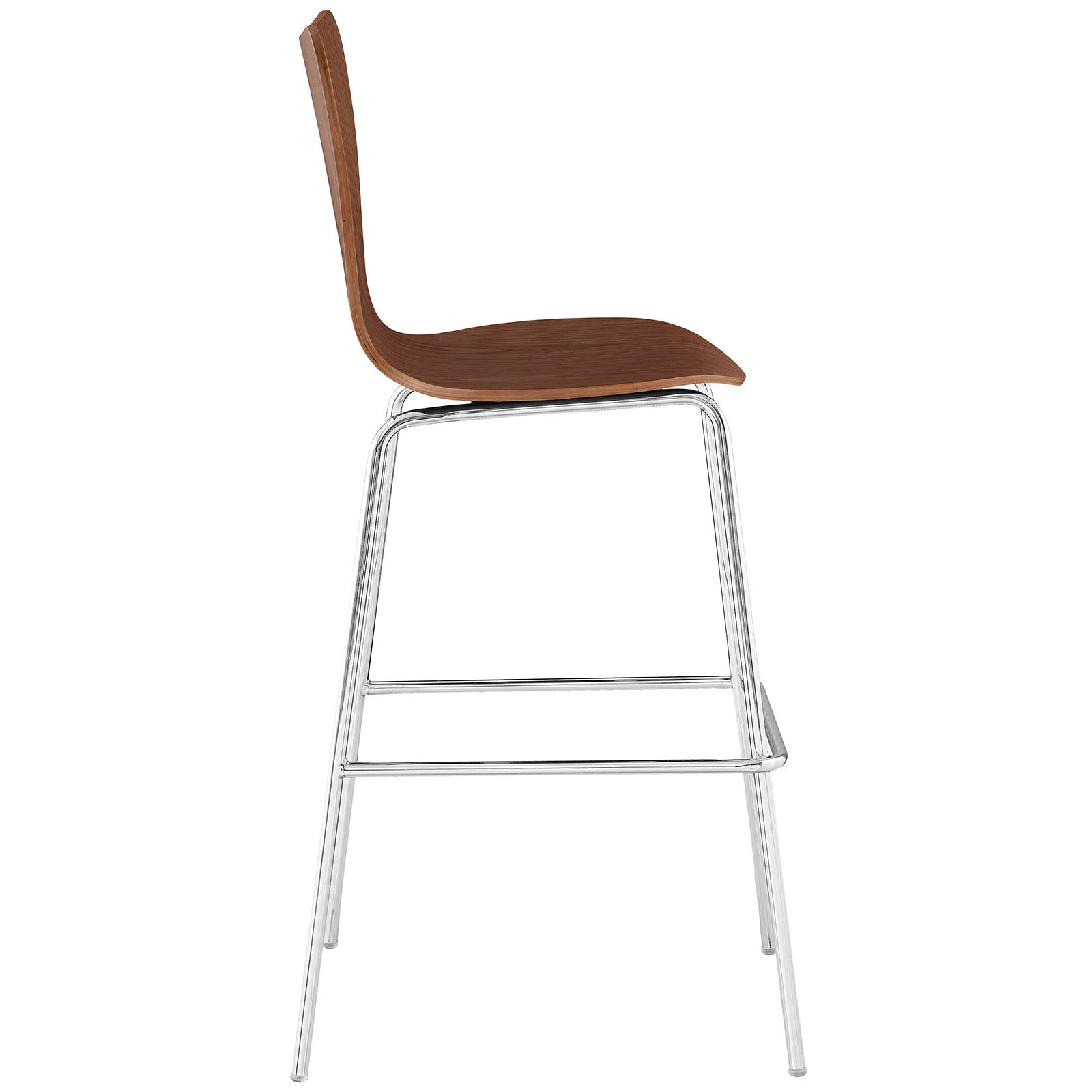 Modway Ernie Mid-Century Modern Wood Bar Stool in Walnut