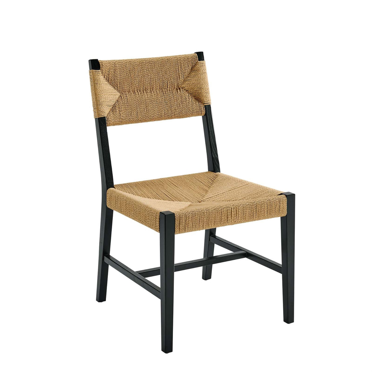 Ergode Dining Side Chair - Coastal Farmhouse Style, Woven Paper Rope Backrest & Seat, Sturdy Elm Wood Frame, 330 lbs Weight Capa