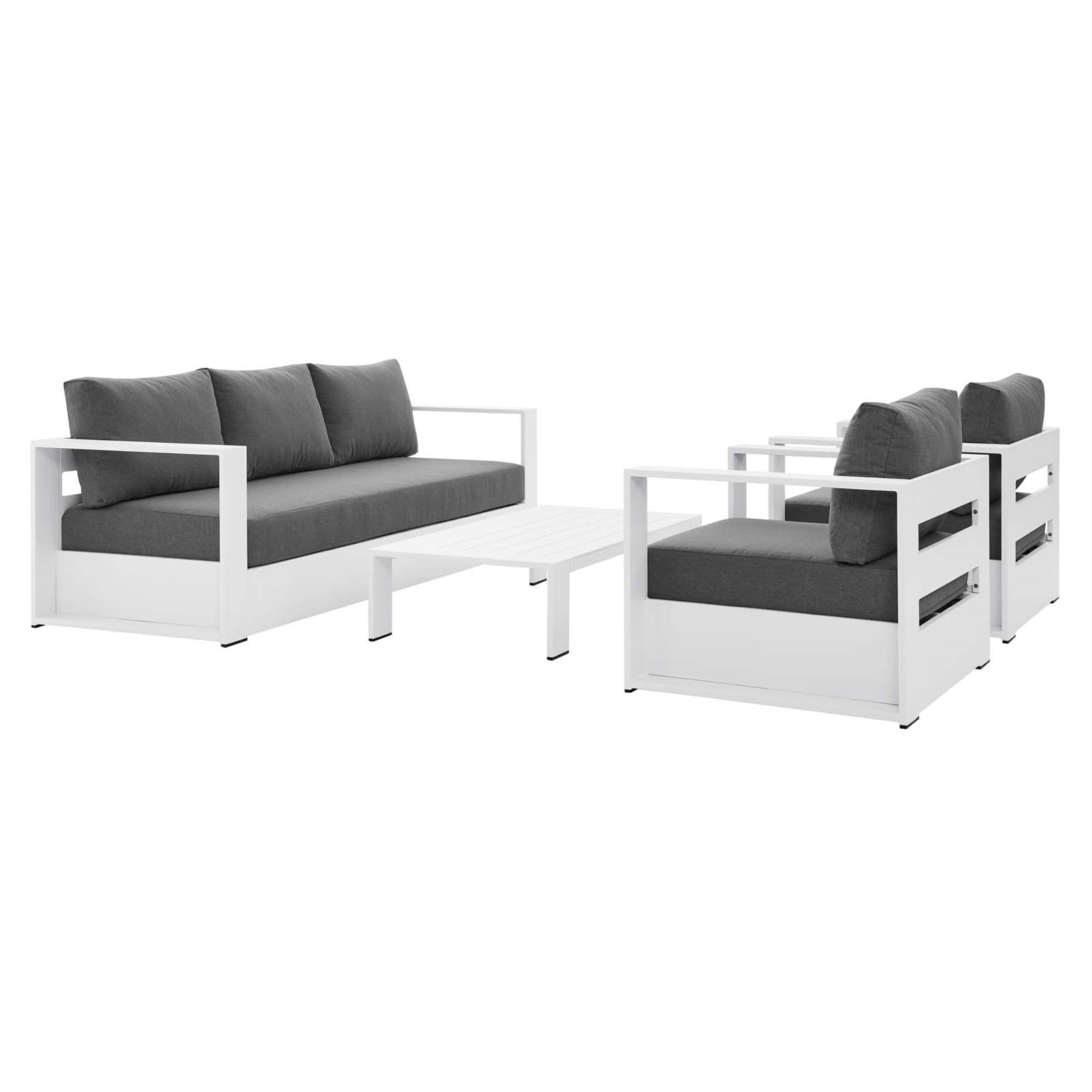 Ergode Aluminum 4-Piece Outdoor Patio Set | Sleek Design | Sunproof & Water-Resistant | Removable Cushions | Easy Assembly