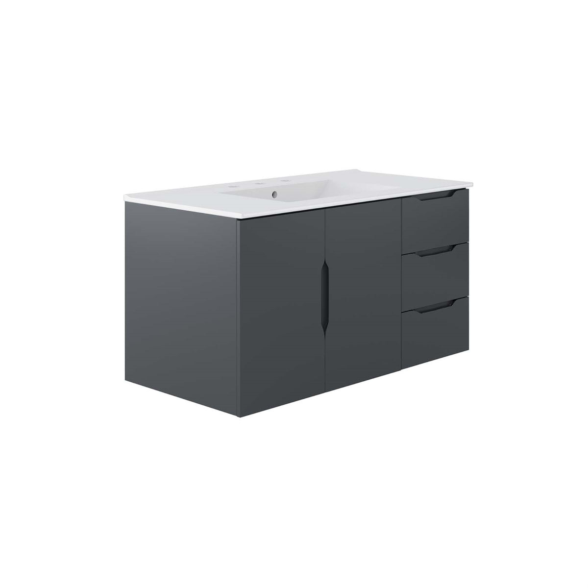 Ergode 36'' Wall-Mount Bathroom Vanity with Ample Storage, Sleek Design, and Ceramic Sink Basin