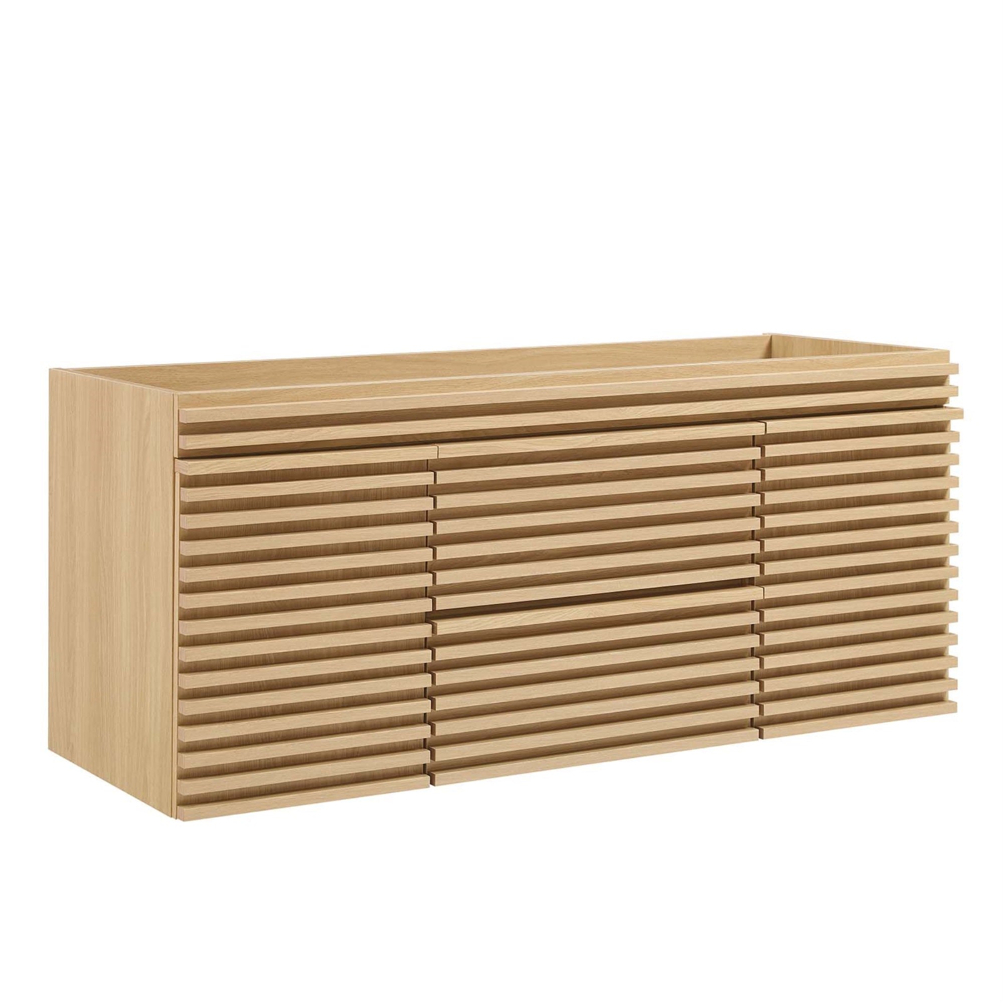 Ergode 48'' Wall-Mount Vanity Cabinet - Mid-Century Style, Ample Storage, Durable Construction - Easy Assembly. Sink Basin & Fix