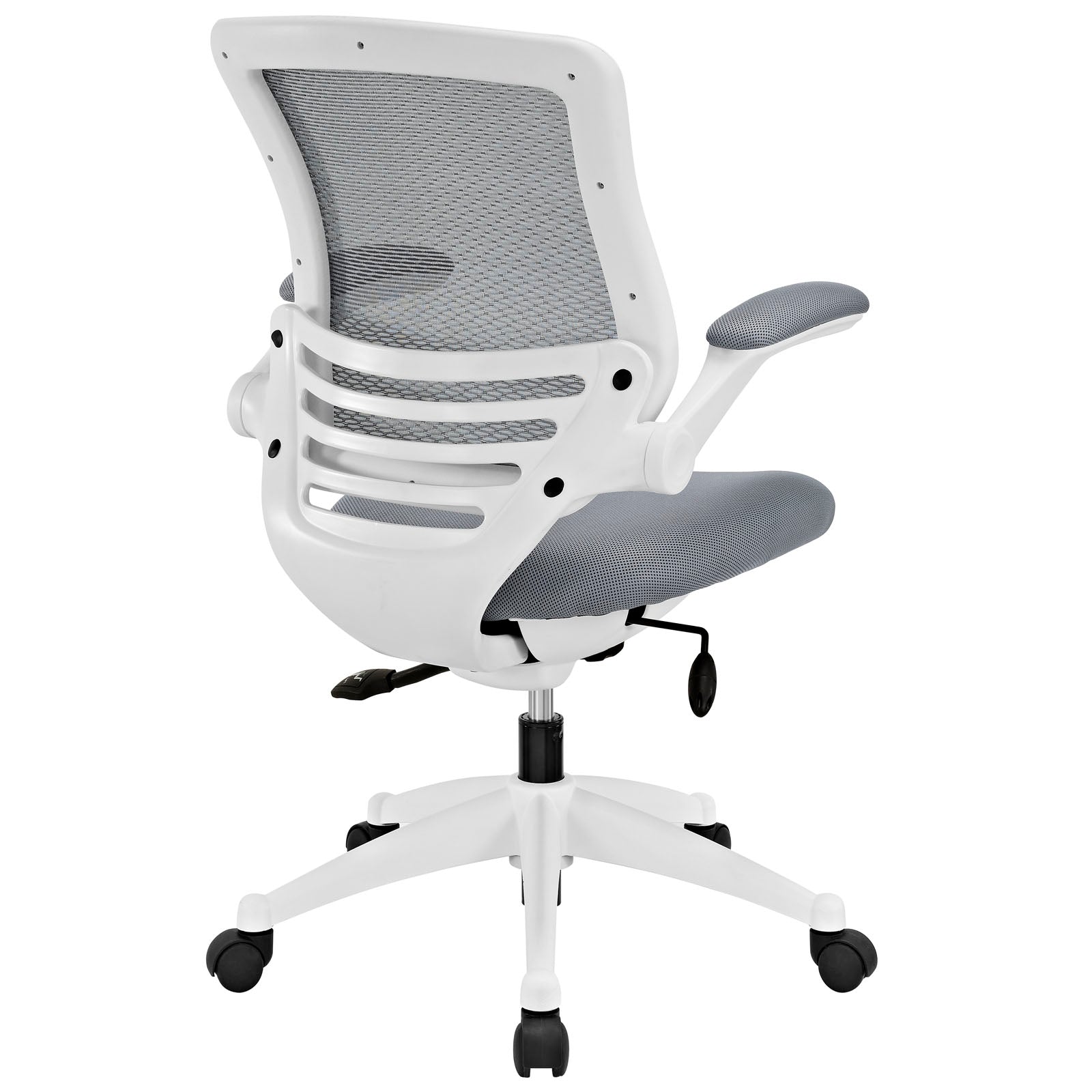 Modway Edge Mesh Office Chair with White Base and Flip-Up Arms in Gray - Perfect For Computer Desks
