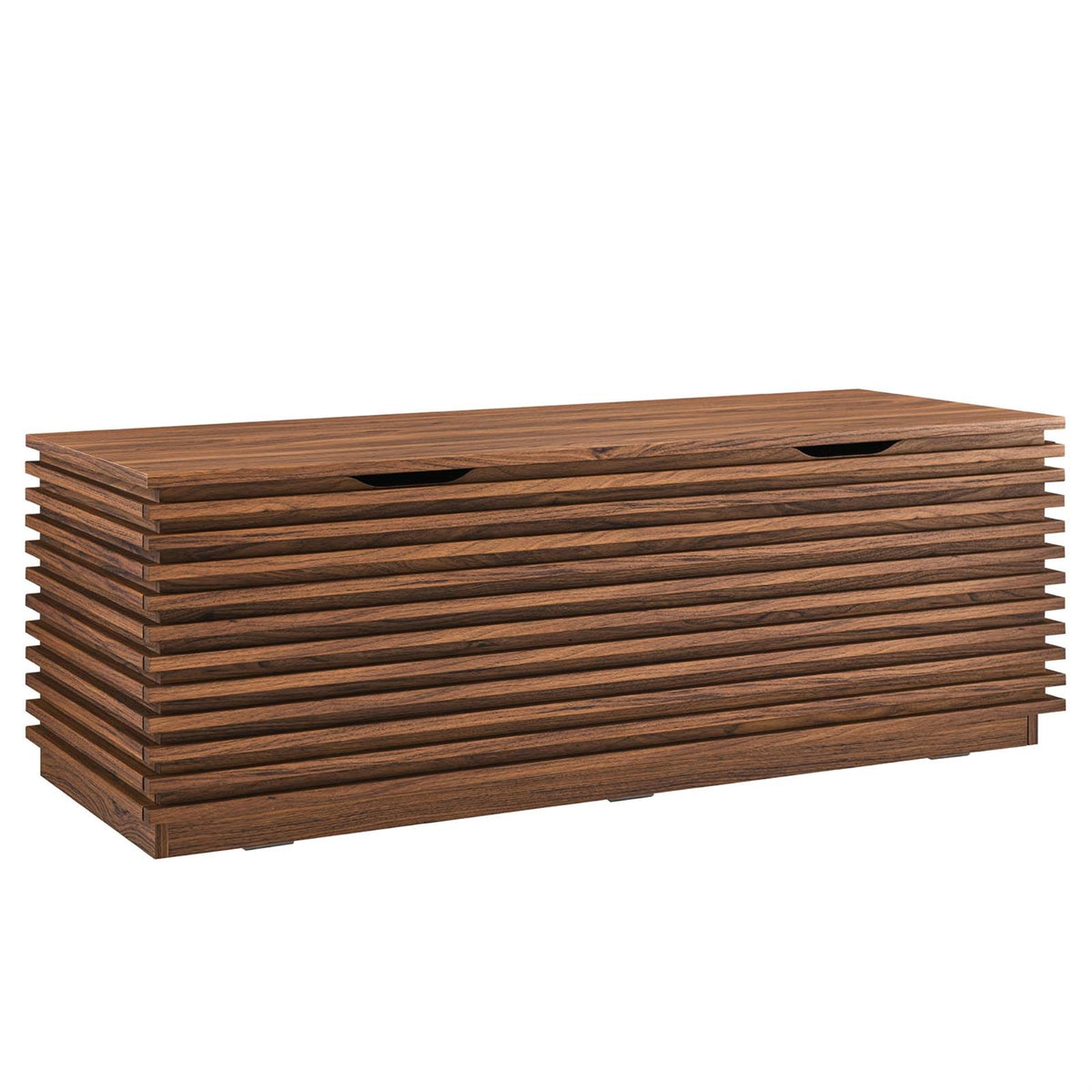 Ergode Storage Bench - Mid-Century Style, Ample Storage, Hinged Top, Retro Slatted Design - Ideal for Living Room, Bedroom, Entr