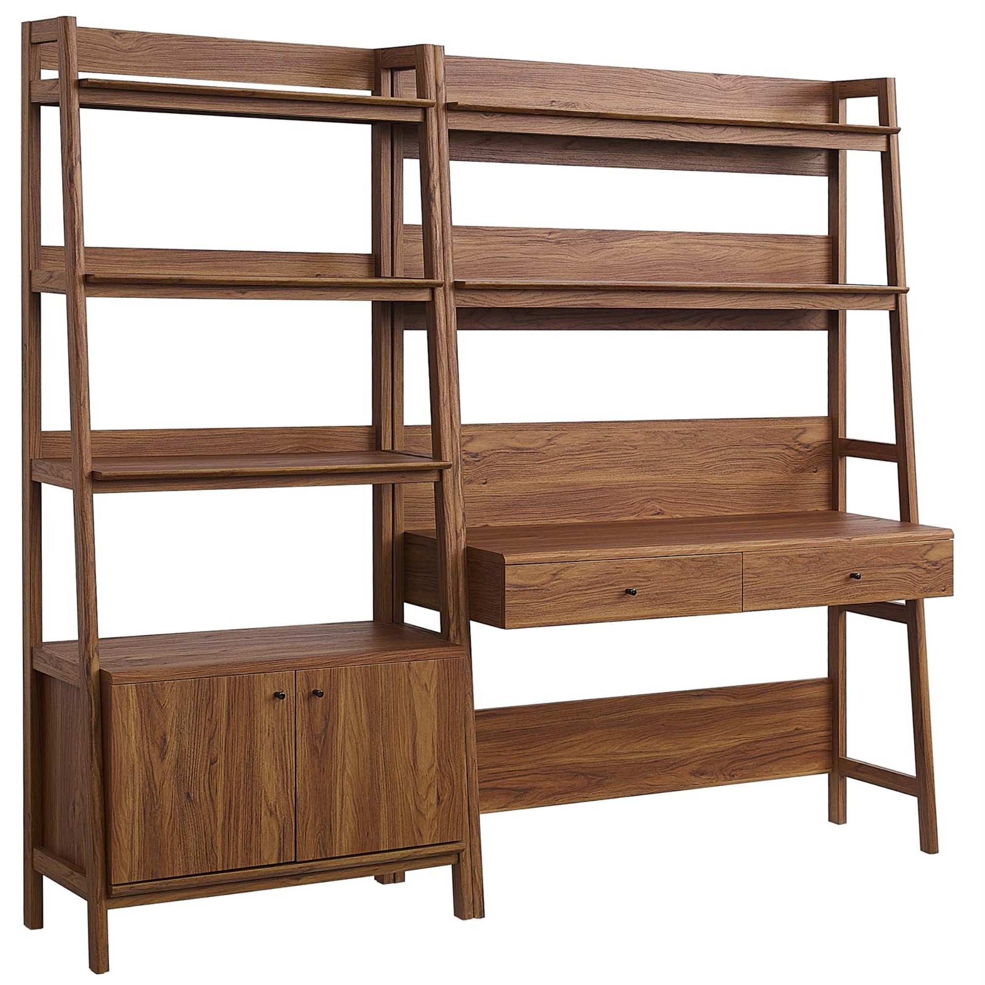 Sophisticated Ergode Collection: 2-Piece Wood Office Desk and Bookshelf Set for Productivity and Organization