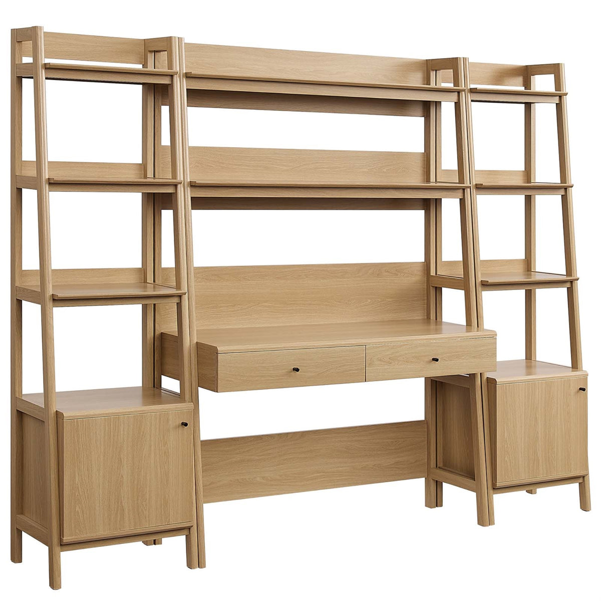 Sophisticated Ergode Collection: 3-Piece Wood Office Desk and Bookshelf Set - Enhance Productivity with Sleek Design, Ample Stor