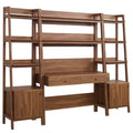 Sophisticated Ergode Collection: 3Piece Wood Office Desk & Bookshelf Set. Enhance Productivity With Spacious Desk, Ample Storag