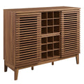 'Ergode Mid-Century Bar Cabinet with Wine Rack & Adjustable Shelves - Walnut Grain Laminate, Durable & Stylish Liquor Storage''