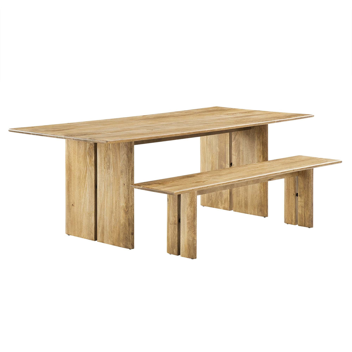 Amistad 86'' Wood Dining Table and Bench Set