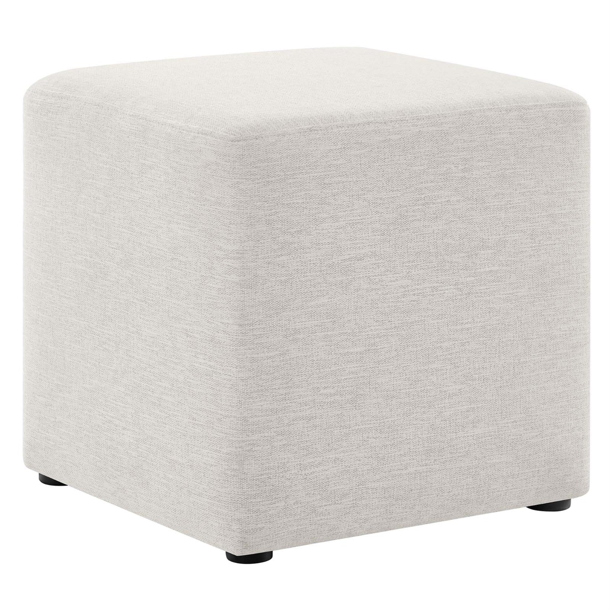 Callum 17'' Square Woven Heathered Fabric Upholstered Ottoman