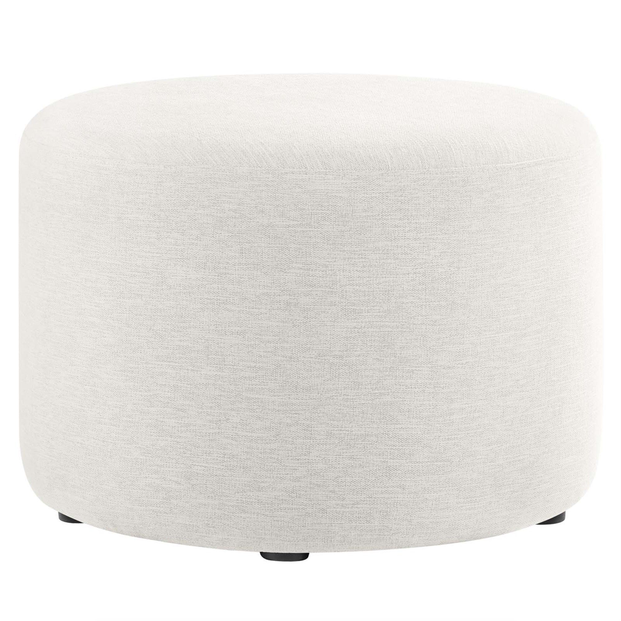 Callum Large 23'' Round Woven Heathered Fabric Upholstered Ottoman