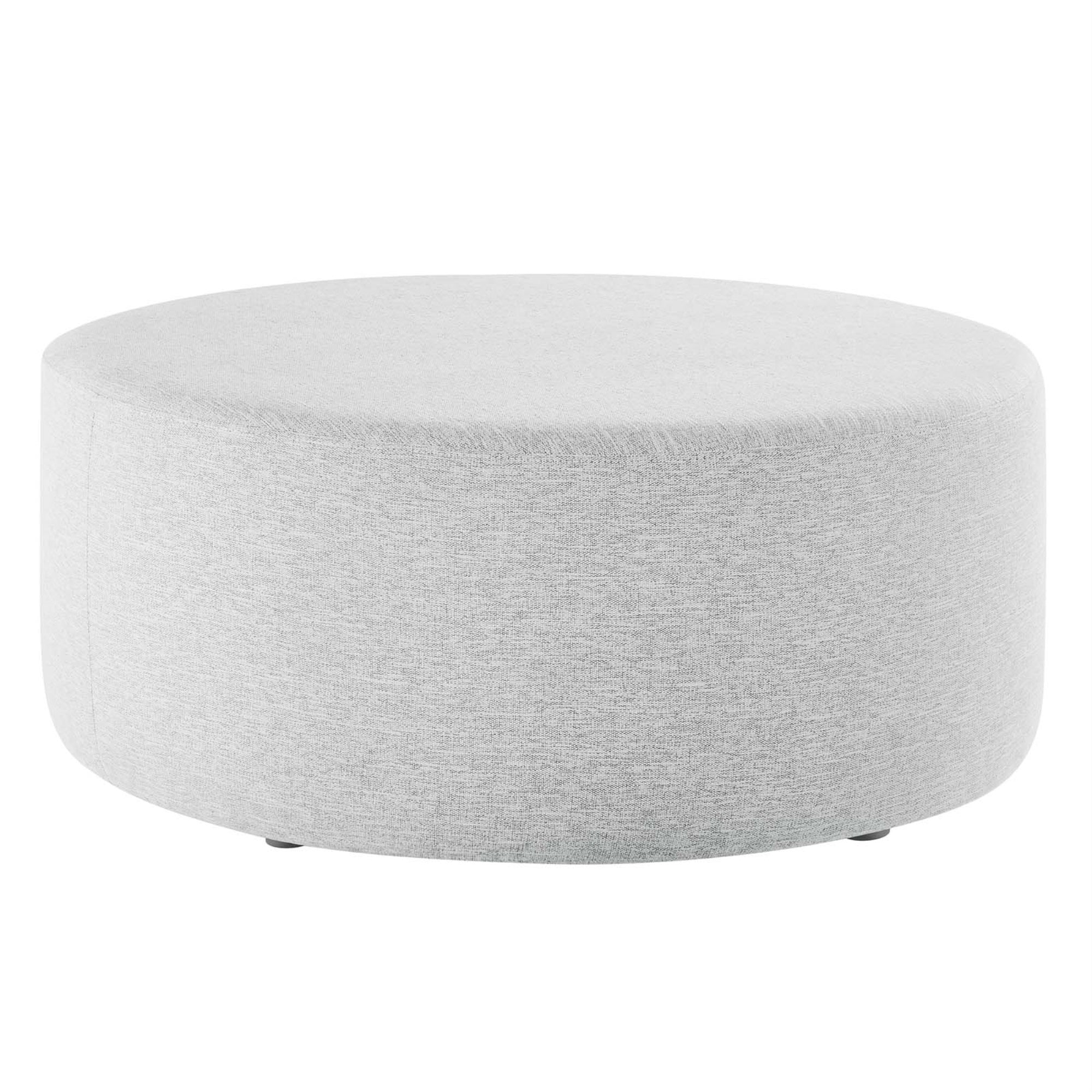 Callum Large 38'' Round Woven Heathered Fabric Upholstered Ottoman