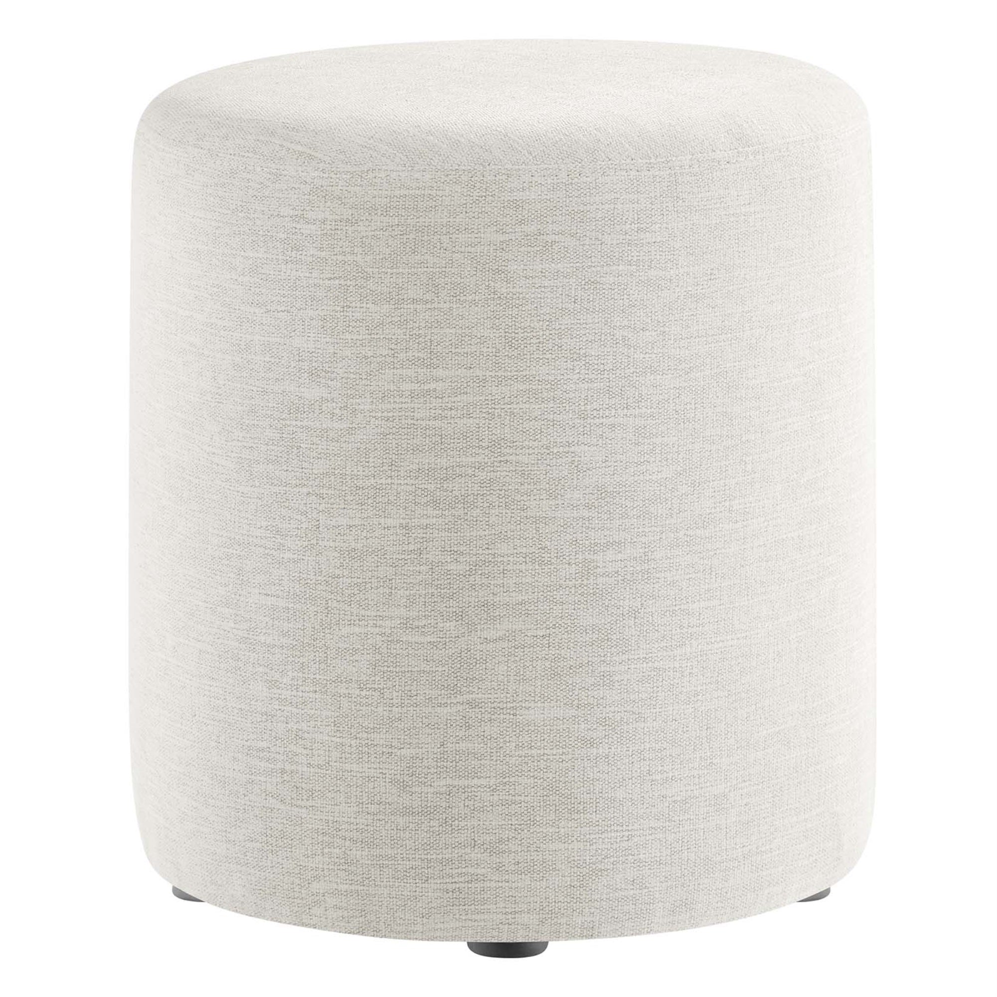 Callum 16'' Round Woven Heathered Fabric Upholstered Ottoman