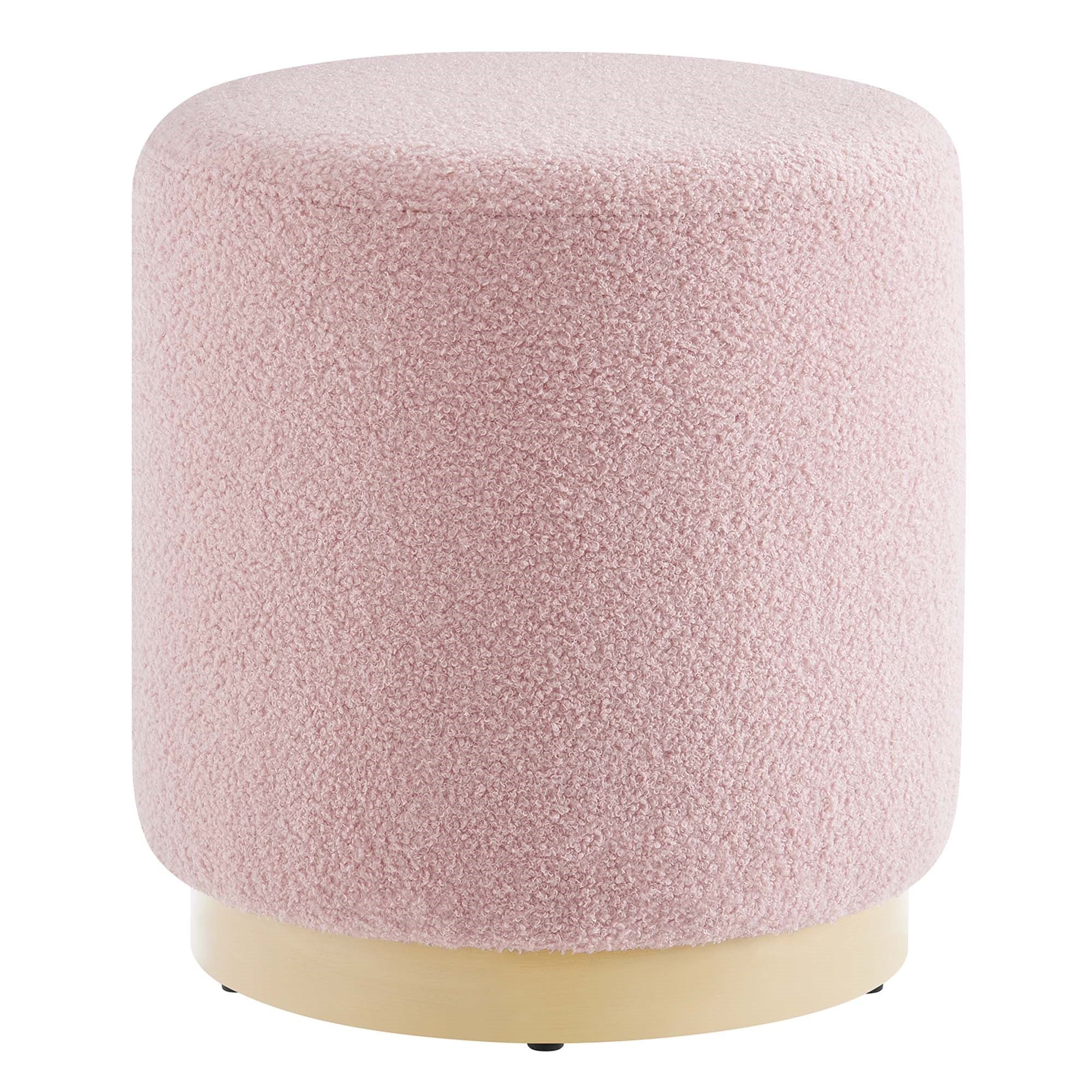 Tilden 16'' Round Sherpa Upholstered Ottoman