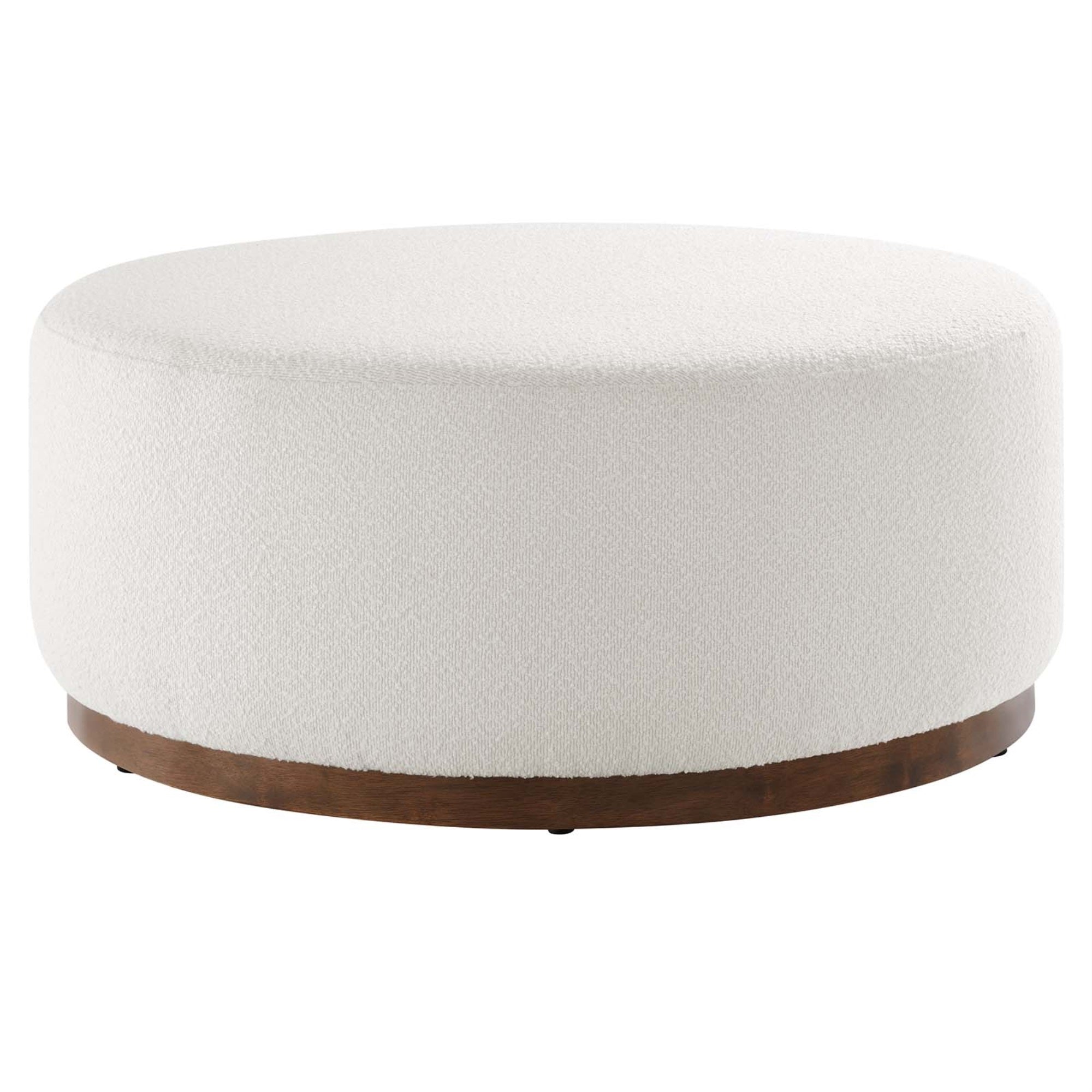 Tilden Large 38'' Round Boucle Upholstered Upholstered Ottoman