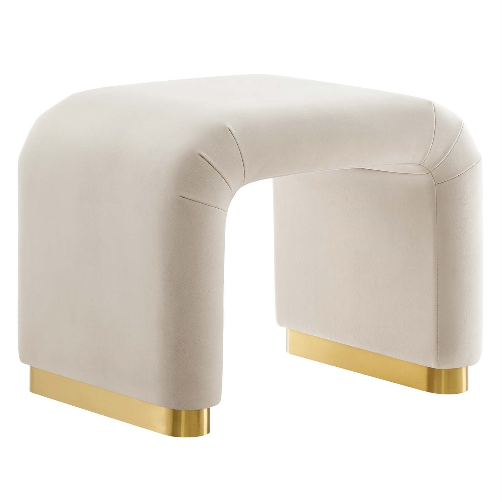 Modway EEI-6733-BRA-ALM Koda Performance Velvet Waterfall Stool, Brass Almond
