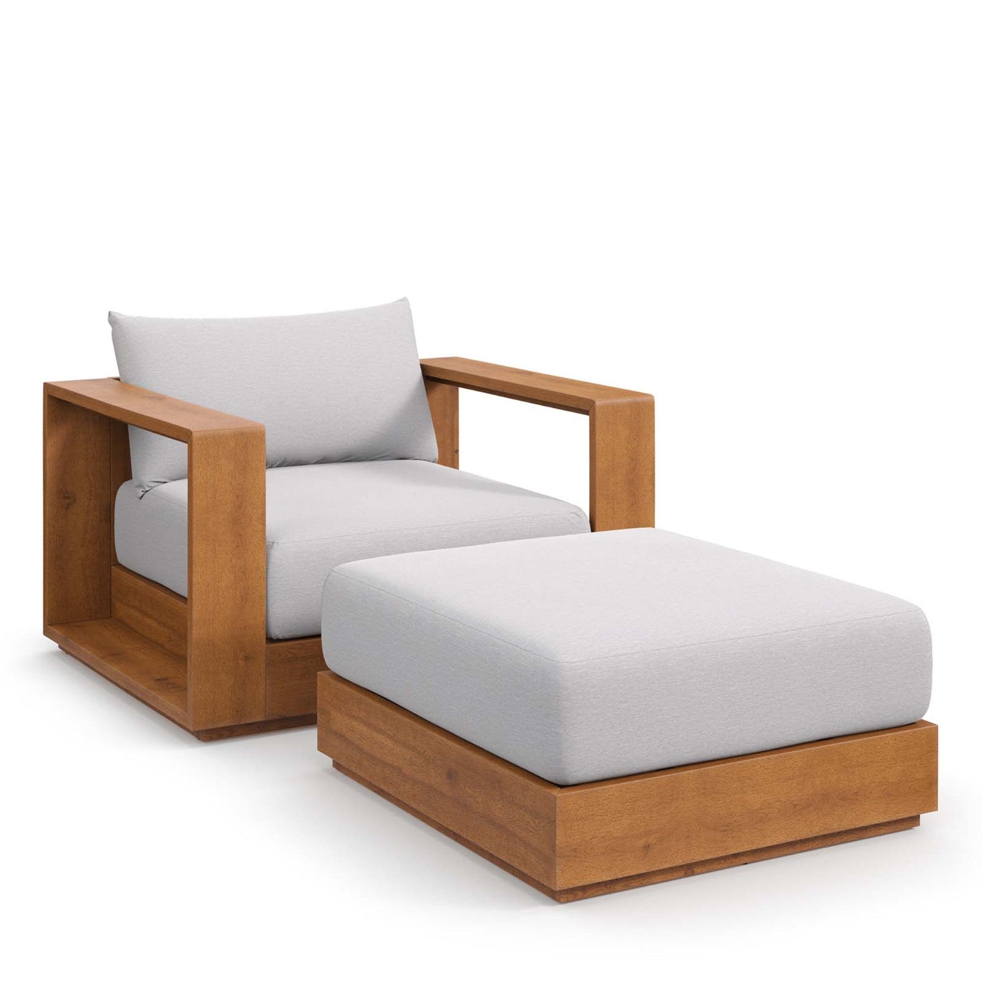 Modway Tahoe Outdoor Patio Acacia Wood Armchair and Ottoman Set