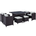 Inverse 9 Piece Outdoor Patio Dining Set  Espresso White