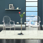 Modway Casper Modern Acrylic Stacking Two Dining Armchairs in Clear