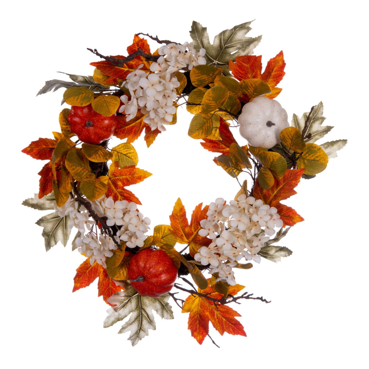 22 Inch  Fall Pumpkin Hydrangea Wreath
