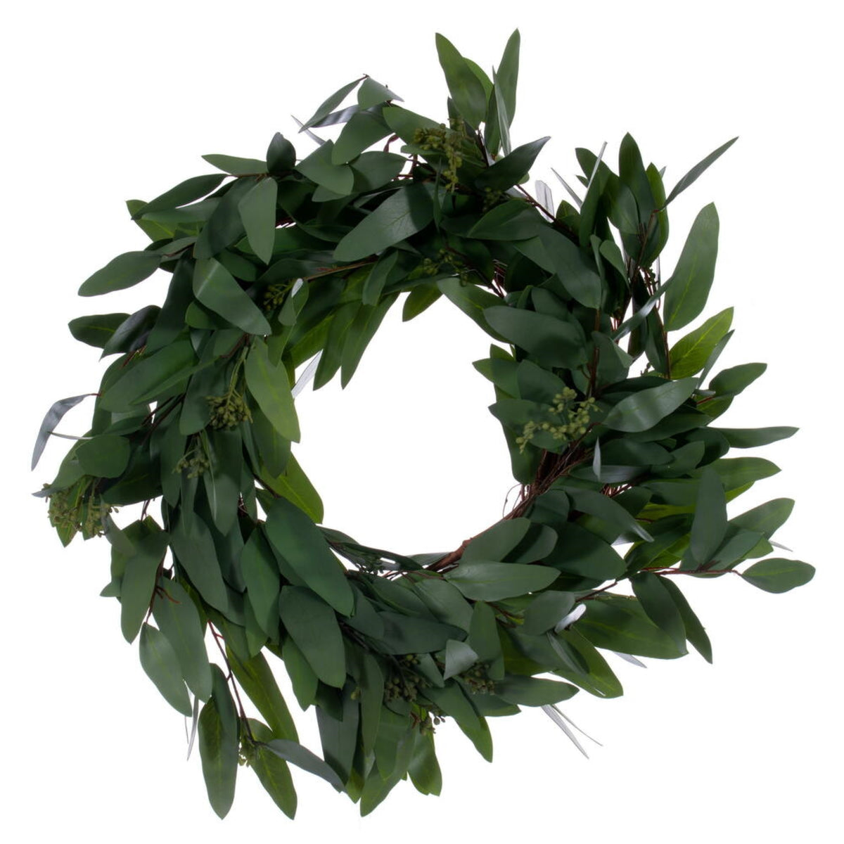 20 Inch  Artfcl Grn Seed Wllw Euclypts Wreath
