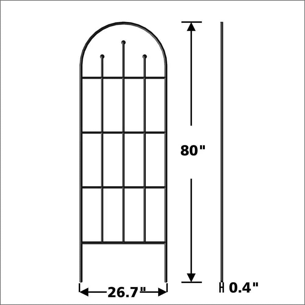 Outdoor 80-inch Tall Garden Trellis in Black Powder Coated Steel Finish