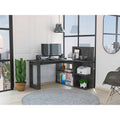 TUHOME Masai Computer Desk, Countertop Desk, Five Open Shelves, Grey Oak, For Office