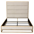 Empire Eastern King Bed in Sand Fabric with Handbrushed Gold Metal Frame by Diamond Sofa