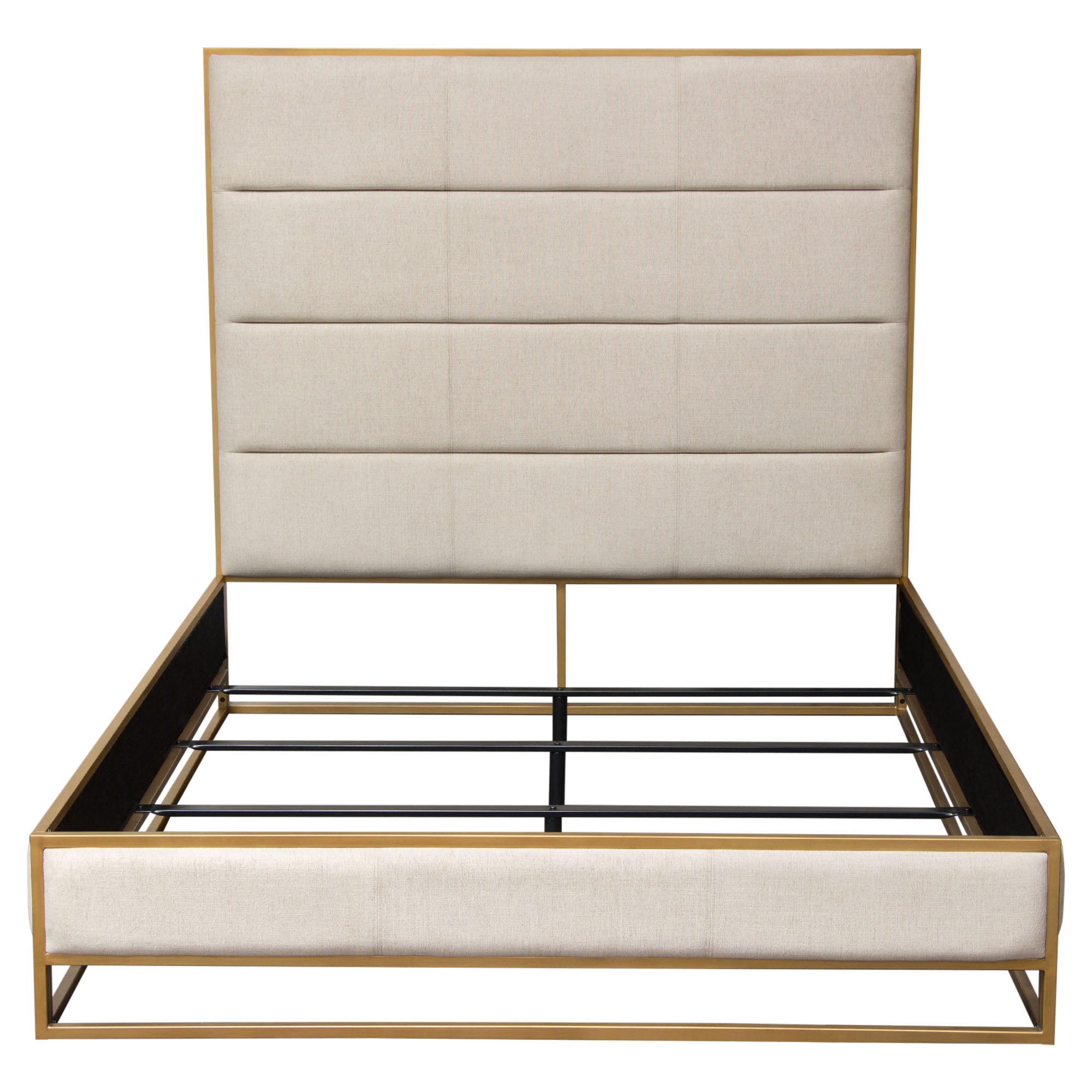 Empire Queen Bed in Sand Fabric with Handbrushed Gold Metal Frame by Diamond Sofa