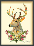 Empire Art Direct 'Mrs. Deer' Alex Zeng's dimensional collage,under glass &amp; a black shadow box frame