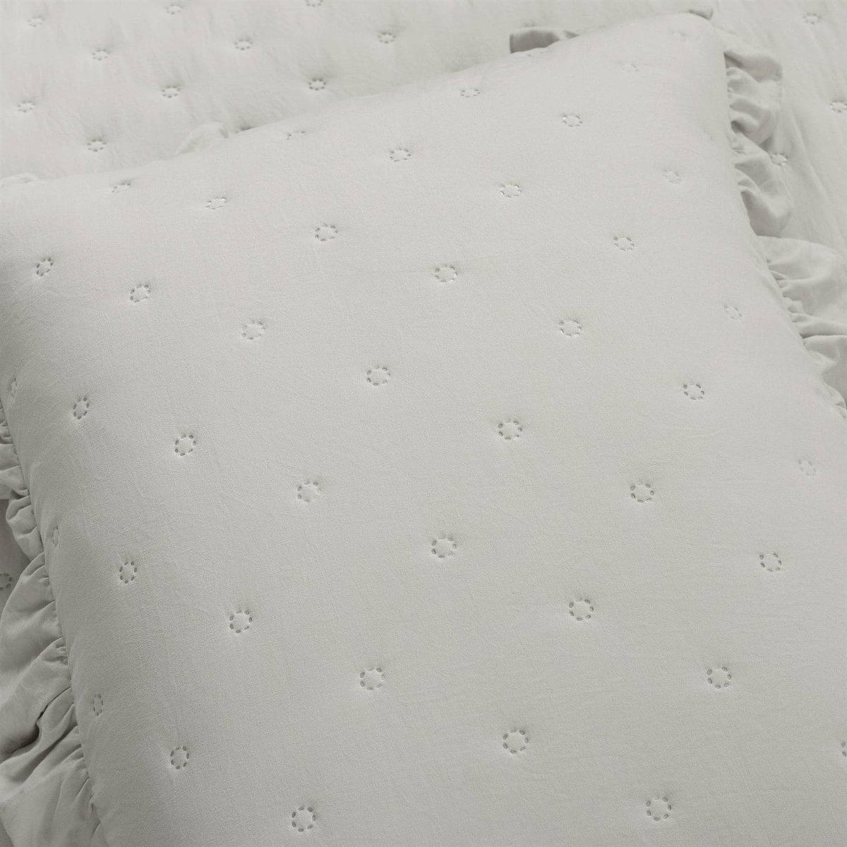 Full/Queen Lightweight Grey Ruffle Reversible Oversized 3 Piece Quilt Set