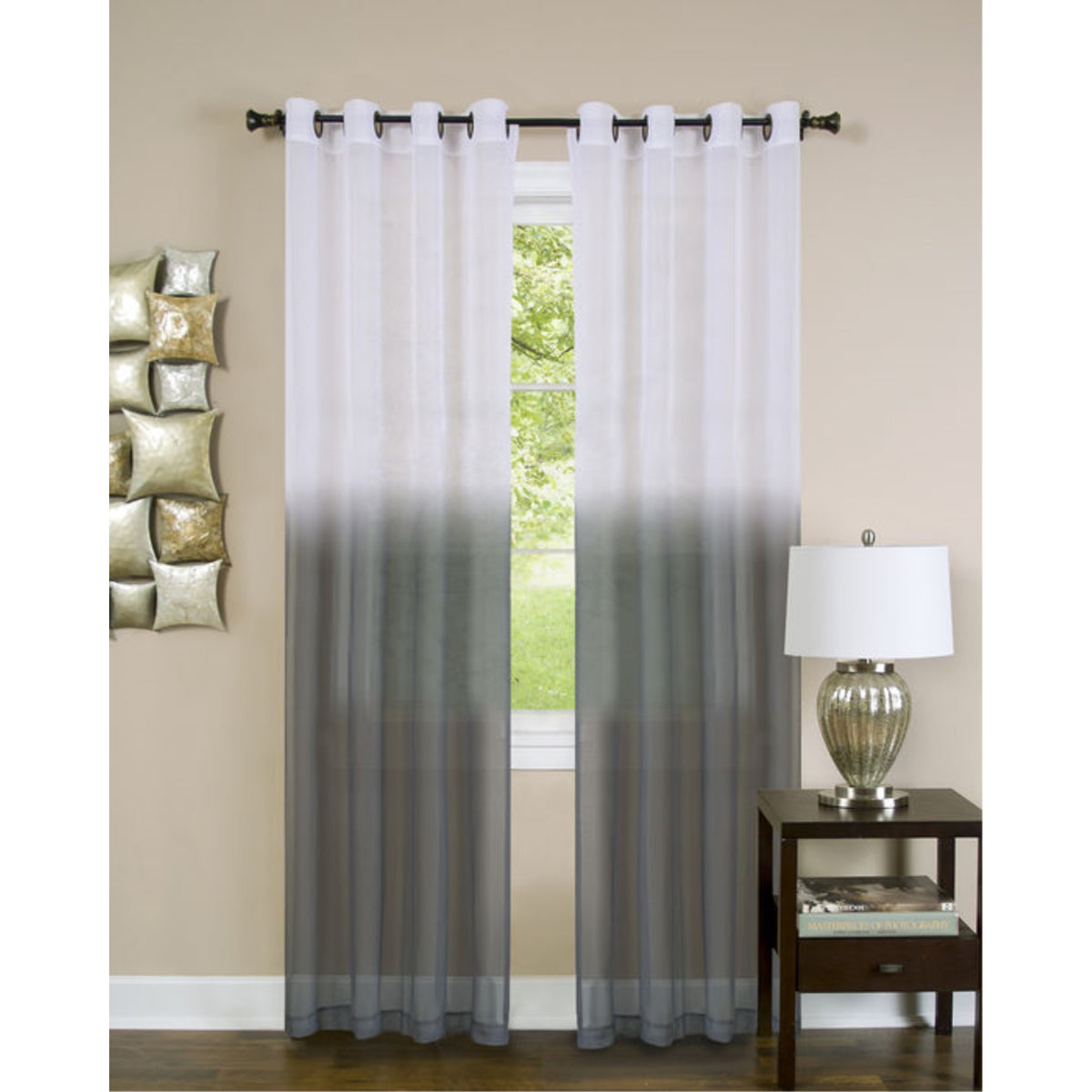 Essence Ombre Semisheer Window Curtain Panel  52X63  Linenlike Fabric  Bronze Grommets  Machine Washable  Sold Individual