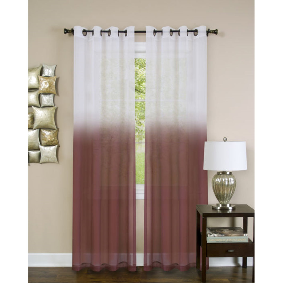 Essence Ombre Window Curtain Panel  52X84  Semisheer Linenlike Fabric  Bronze Grommets  Machine Washable  Sold Separately