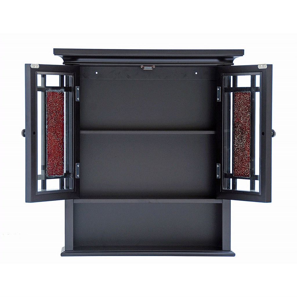 Espresso Bathroom Wall Cabinet with Amber Mosaic Glass Accents