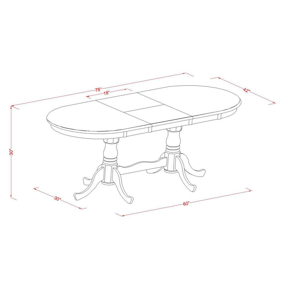 East West Furniture PLKE9-WHI-W 9-Piece Oval Dining Table Set