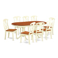 East West Furniture PLKE9-WHI-W 9-Piece Oval Dining Table Set for 8 – Cherry & Buttermilk Finish