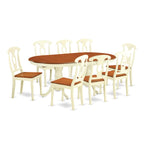East West Furniture PLKE9-WHI-W 9-Piece Oval Dining Table Set for 8 – Cherry & Buttermilk Finish