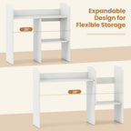 Expandable Desktop Bookshelf with Open Storage Cubes
