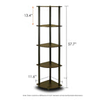 5-Tier Corner Display Shelf Bookcase in Espresso & Black